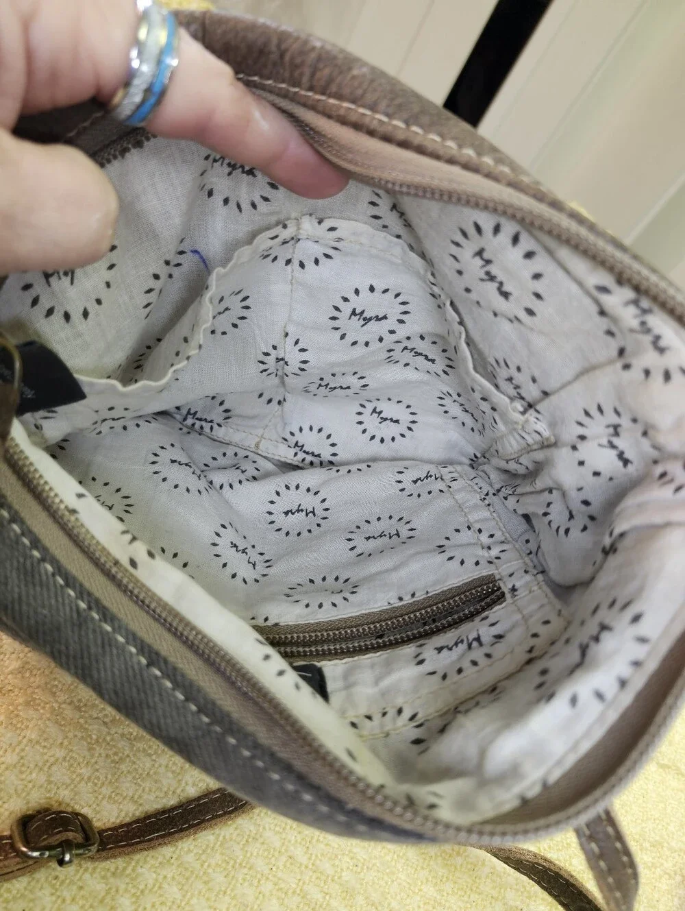Vera Bradley Gray Textured Crossbody with Patterned Front